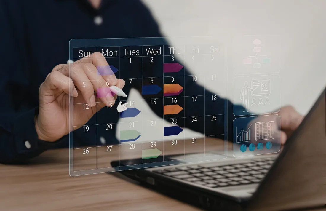Planification d'un calendrier éditorial sur ordinateur pour une stratégie de contenu SEO