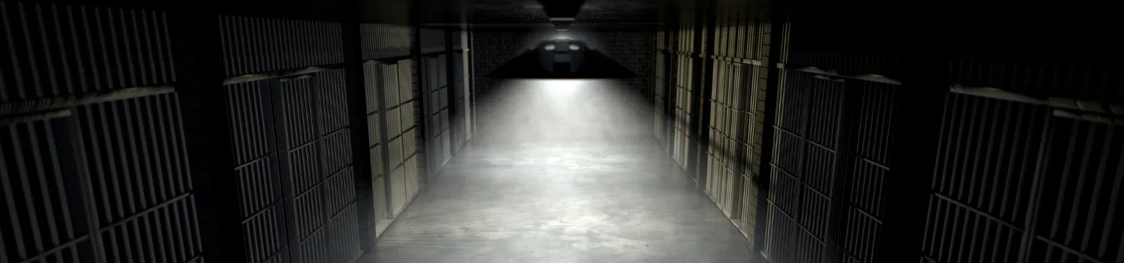 vue d'un couloir de prison avec les barreaux des cellules pour illustrer la nouvelle intitulée le châtiment